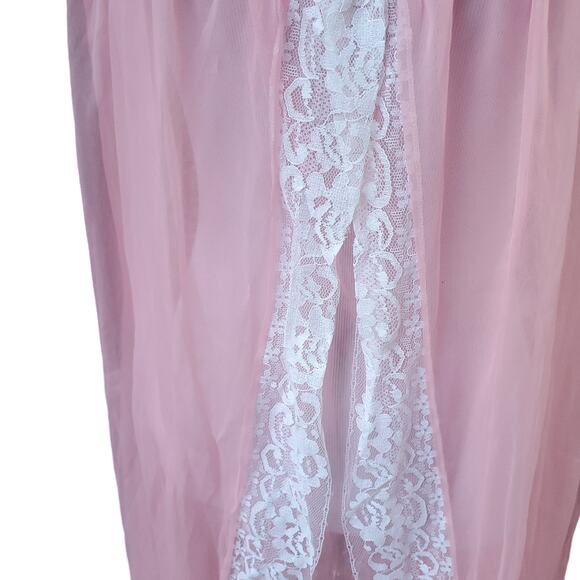 Vintage Helion Chatillon Pink Nightgown Negligee Nylon Nightdress Fits a XS-L - Picture 11 of 14